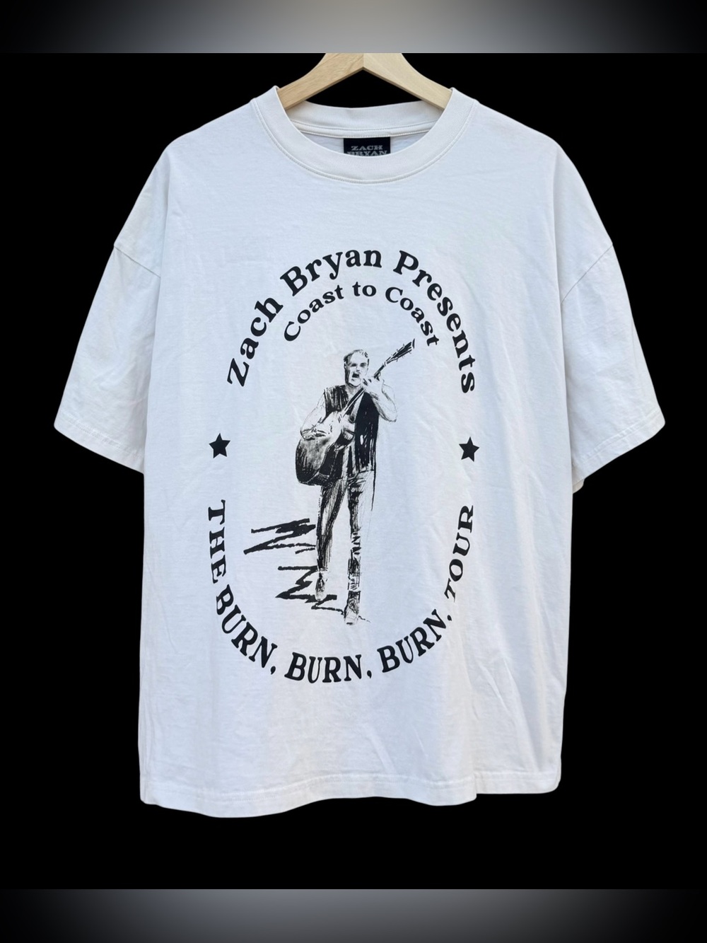 Zach Bryan Burn Burn Burn Tour Coast to Coast T-Shirt White Size XL
